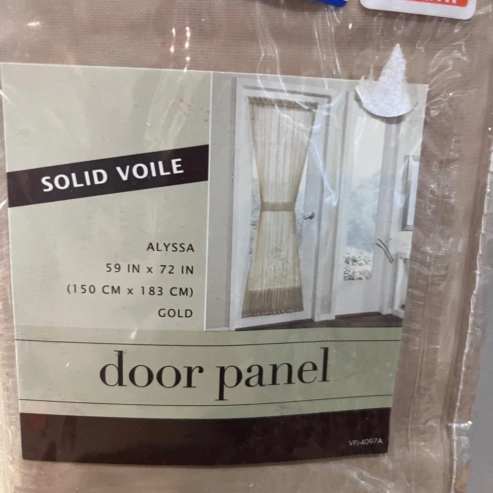 Bed Bath & Beyond Alyssa Gold‎ Solid Voile Door Panel 59x72 Sheer Curtain NIP